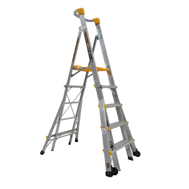 Gorilla Aluminium Heavy Duty Height Adjustable Platform Ladder (1.5-2.4m)