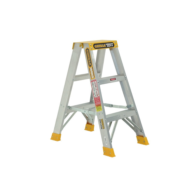 Gorilla Heavy Duty 3 Step Aluminium Double Sided Ladder (0.9m)