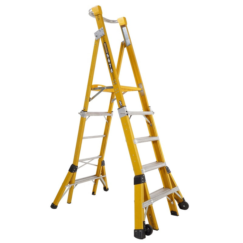 Gorilla Fibreglass Compact Height Adjustable Platform Ladder (1.2-1.8m)