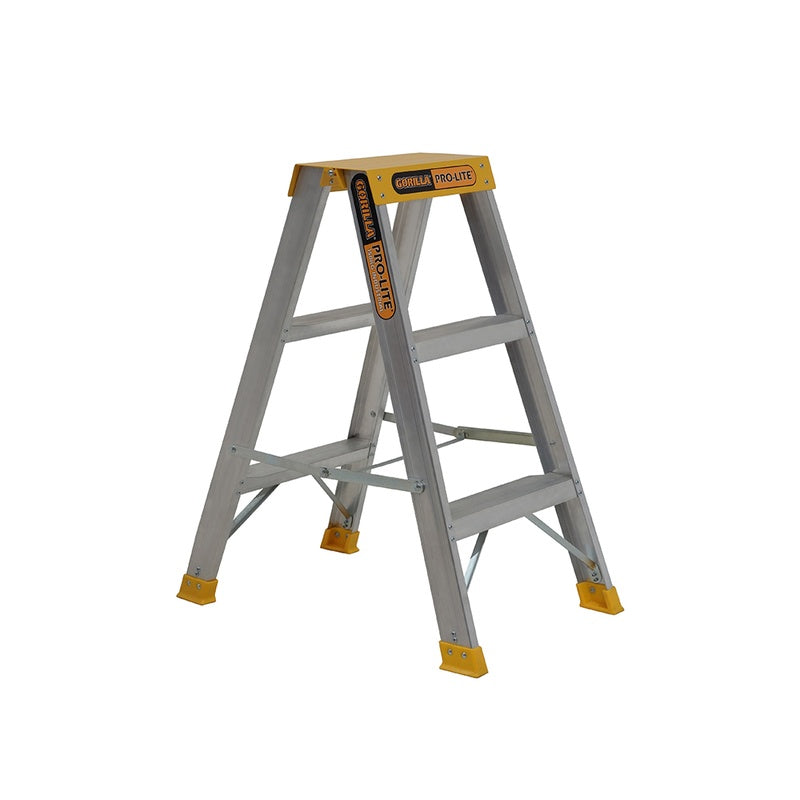 Gorilla Pro-Lite 3 Step Aluminium Double Sided Ladder (0.85m)
