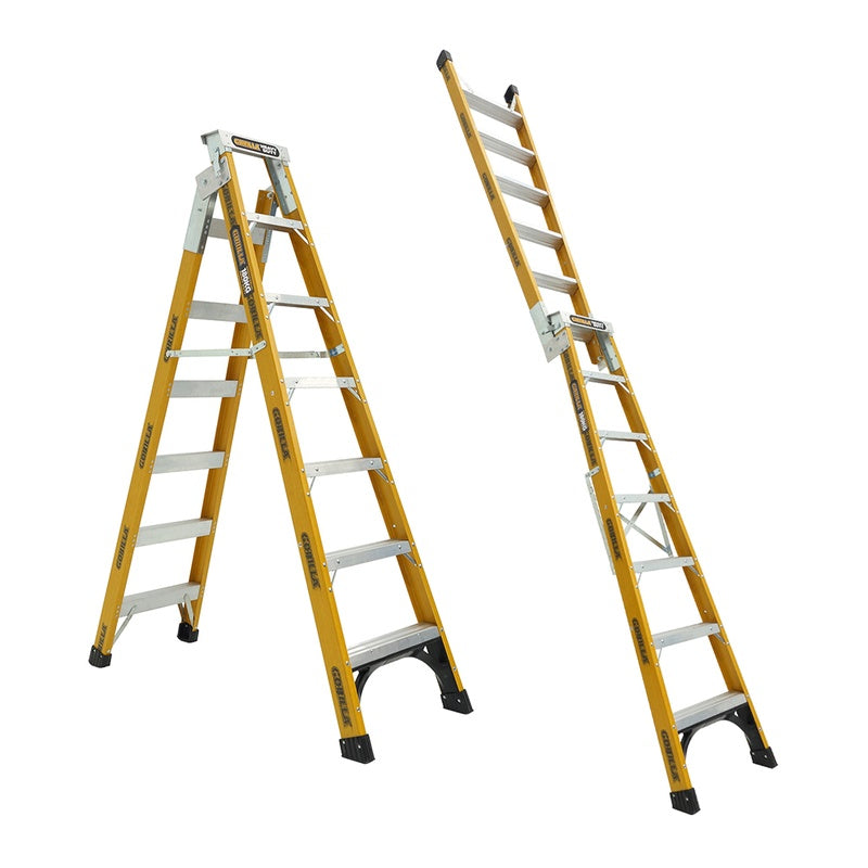 Gorilla Heavy Duty Dual Purpose Fibreglass Ladder 7-13ft (2.1-3.9m)