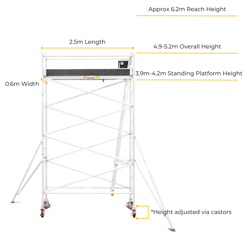 Total Aluminium 3.9-4.2m Narrow Mobile Scaffolding Tower (Single Width)
