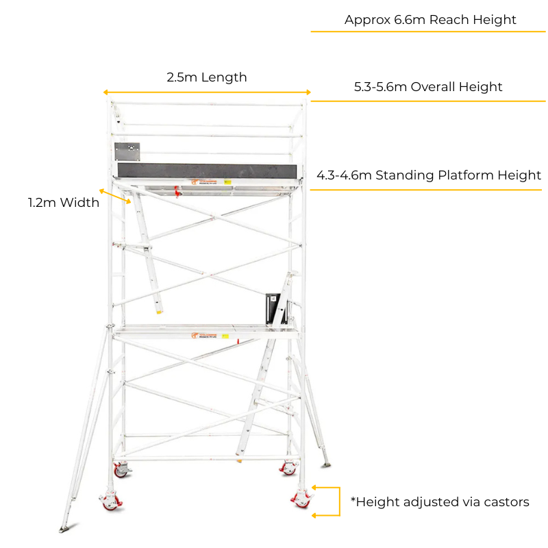 Total Aluminium 4.3-4.6m Wide Mobile Scaffolding Tower (Double Width)