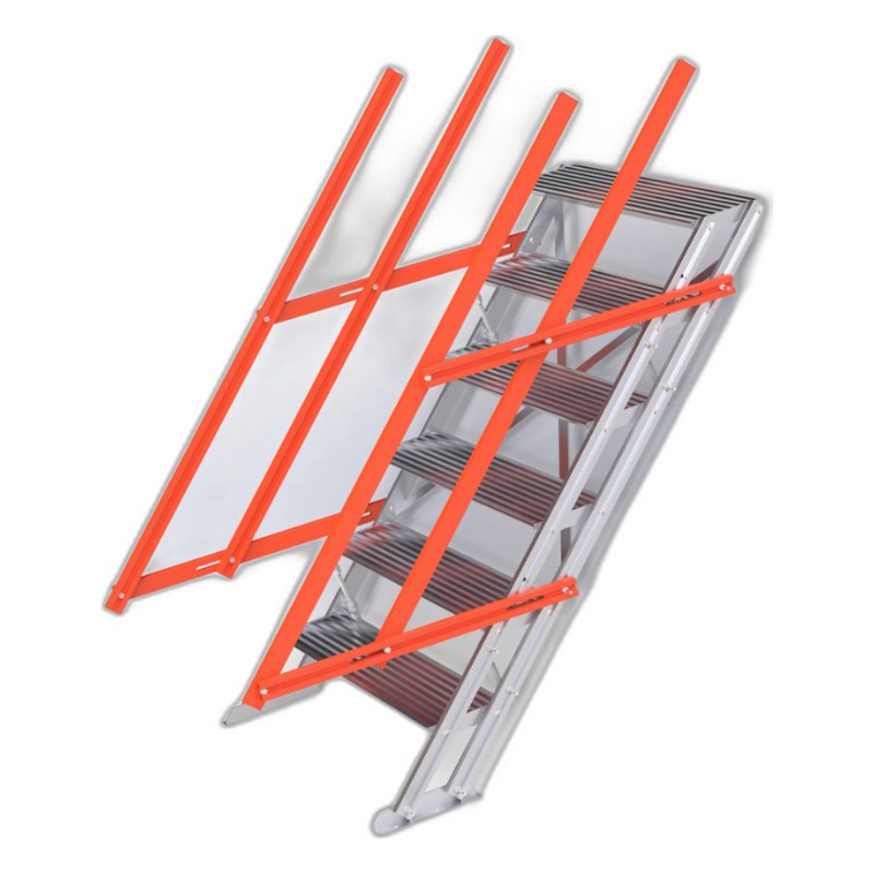 Total Aluminium 6 step adjustable aluminium stair with handrails AS-06STEPW