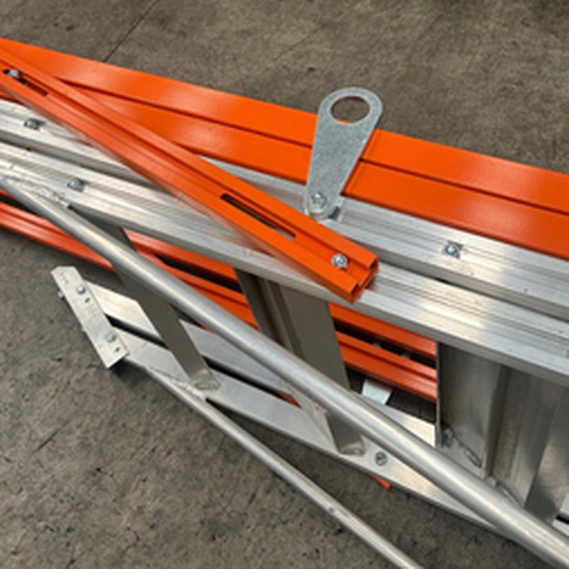 Total Aluminium adjustable aluminium stair folded flat showing the lifting point AS-09STEPW