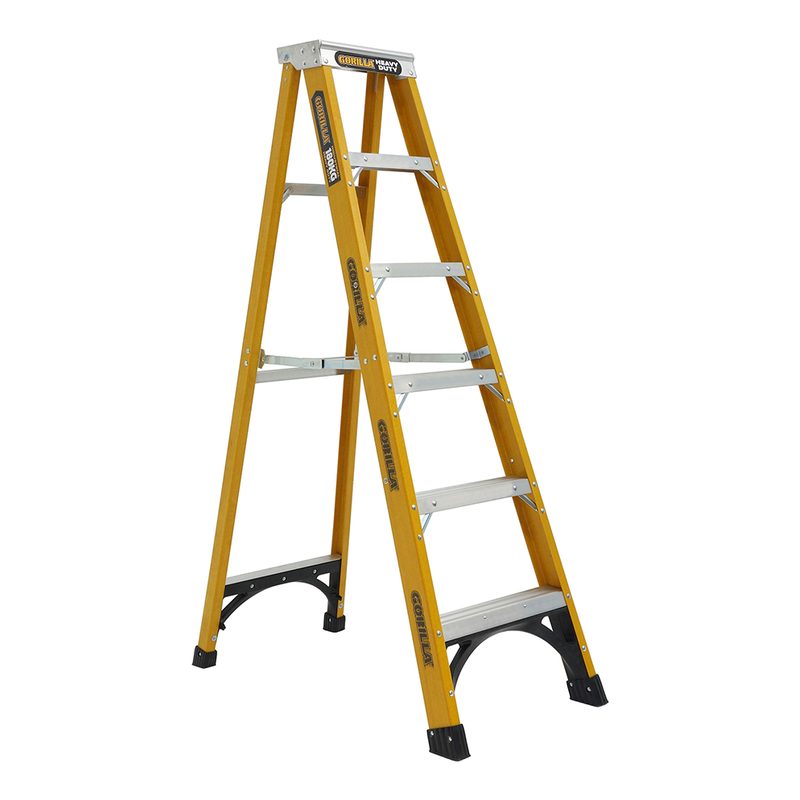 Gorilla Heavy Duty 6 Step Single Sided Fibreglass Ladder (1.8m) 180kg Industrial FM006-HD