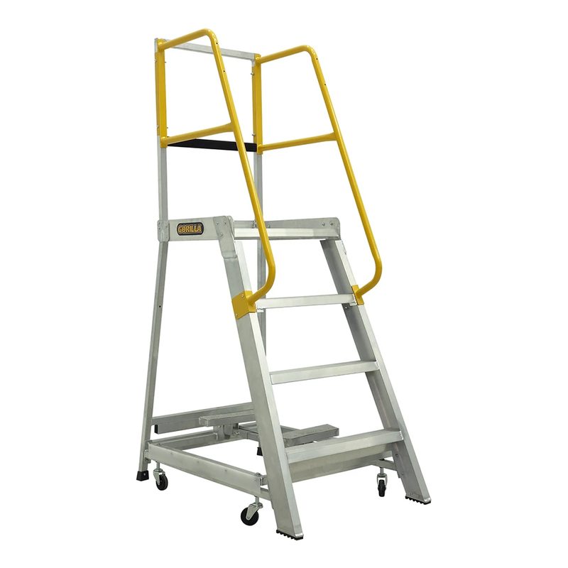 Gorilla Order Picking Ladder 1.2m (4ft) Aluminium 200kg Industrial GOP04K