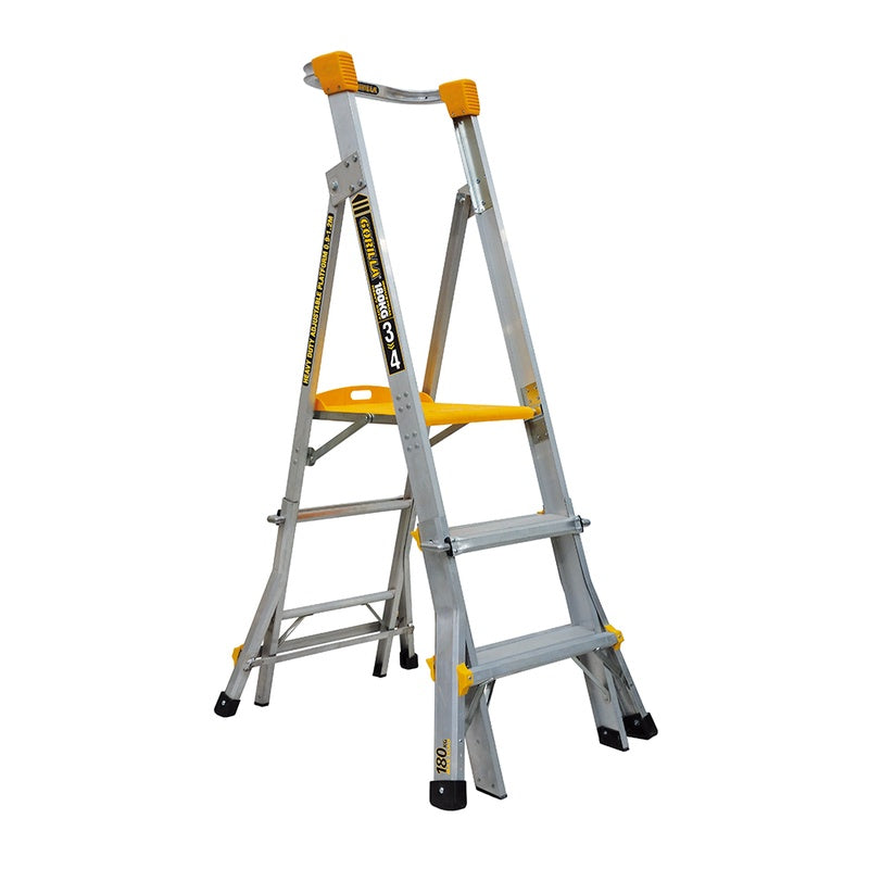 Gorilla Aluminium Heavy Duty Height Adjustable Platform Ladder (0.9-1.2m)