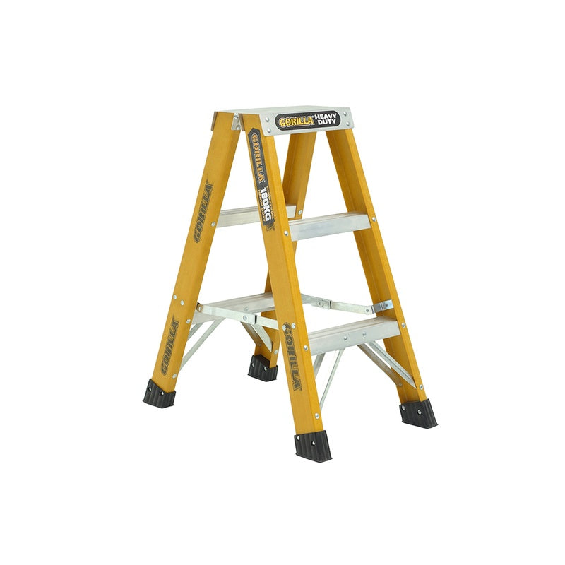 Gorilla Heavy Duty 3 Step Fibreglass Double Sided Ladder (0.9m)