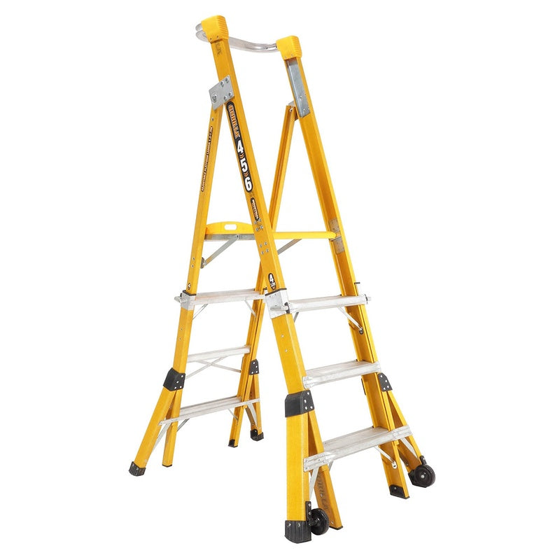 Gorilla Fibreglass Compact Height Adjustable Platform Ladder (1.5-2.4m)