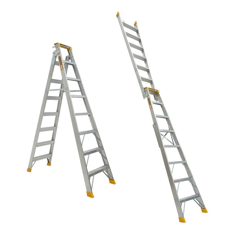 Gorilla Heavy Duty Dual Purpose Aluminium Ladder 8-15ft (2.4-4.5m)