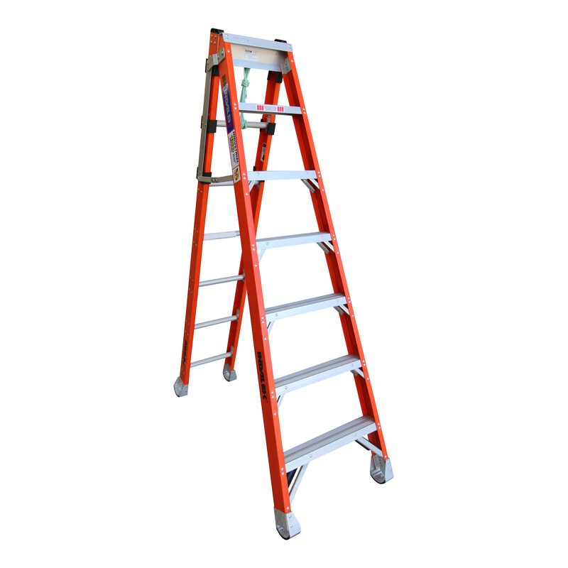 Indalex PFSE7 2.1M-3.5M  Industrial Fibreglass 150KG Pro Series Step Extension Ladder, view 3, on white background