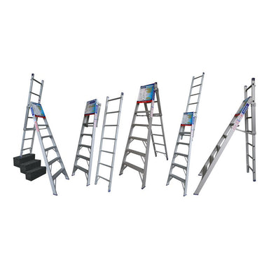 Indalex PROC7 2.1M-3.5M  Industrial Aluminium 150KG Pro Series Combination Ladder, 5 positions, on white background