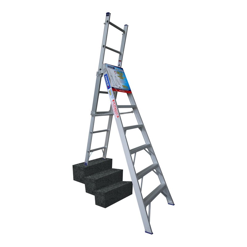 Indalex PROC7 2.1M-3.5M  Industrial Aluminium 150KG Pro Series Combination Ladder, stairway, on white background