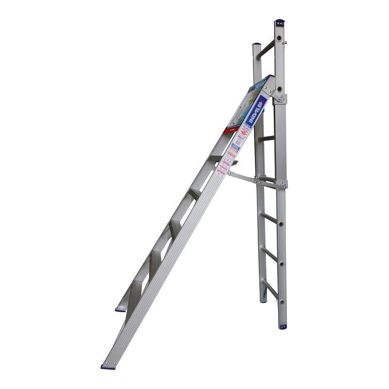 Indalex PROC7 2.1M-3.5M  Industrial Aluminium 150KG Pro Series Combination Ladder, wall 1, on white background