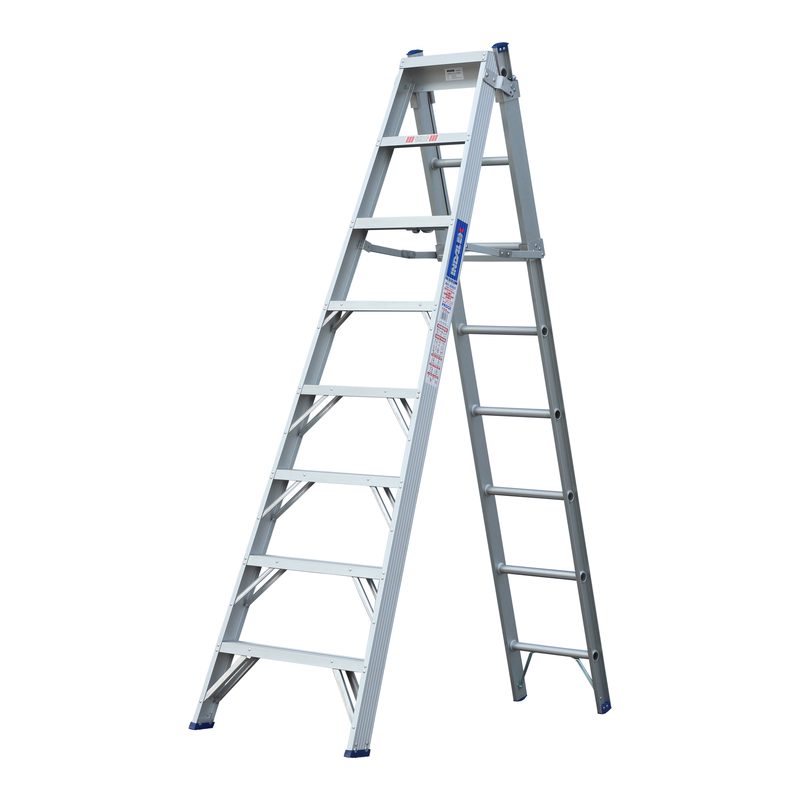 Indalex PROC8 2.4M-4.1M  Industrial Aluminium 150KG Pro Series Combination Ladder, 2, on white background