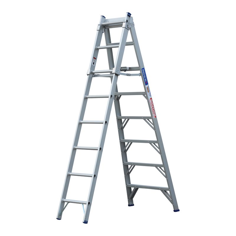 Indalex PROC8 2.4M-4.1M  Industrial Aluminium 150KG Pro Series Combination Ladder, 3, on white background