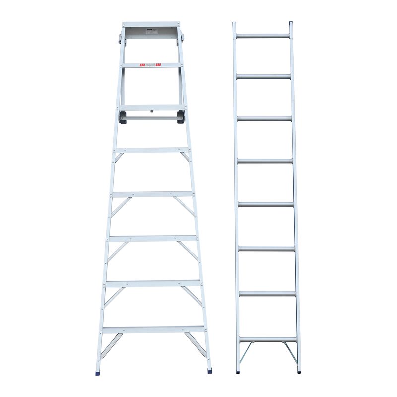 Indalex PROC8 2.4M-4.1M  Industrial Aluminium 150KG Pro Series Combination Ladder, 8, on white background