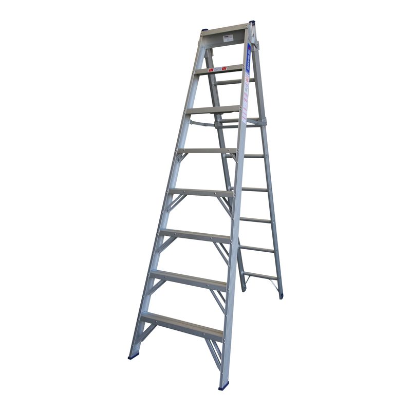 Indalex PROC8 2.4M-4.1M  Industrial Aluminium 150KG Pro Series Combination Ladder, step, on white background