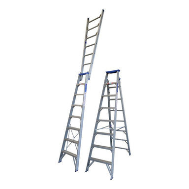 Indalex PRODP8 2.4M-4.4M  Industrial Aluminium 150KG Pro Series Dual Purpose Step Ladder, view 1, on white background