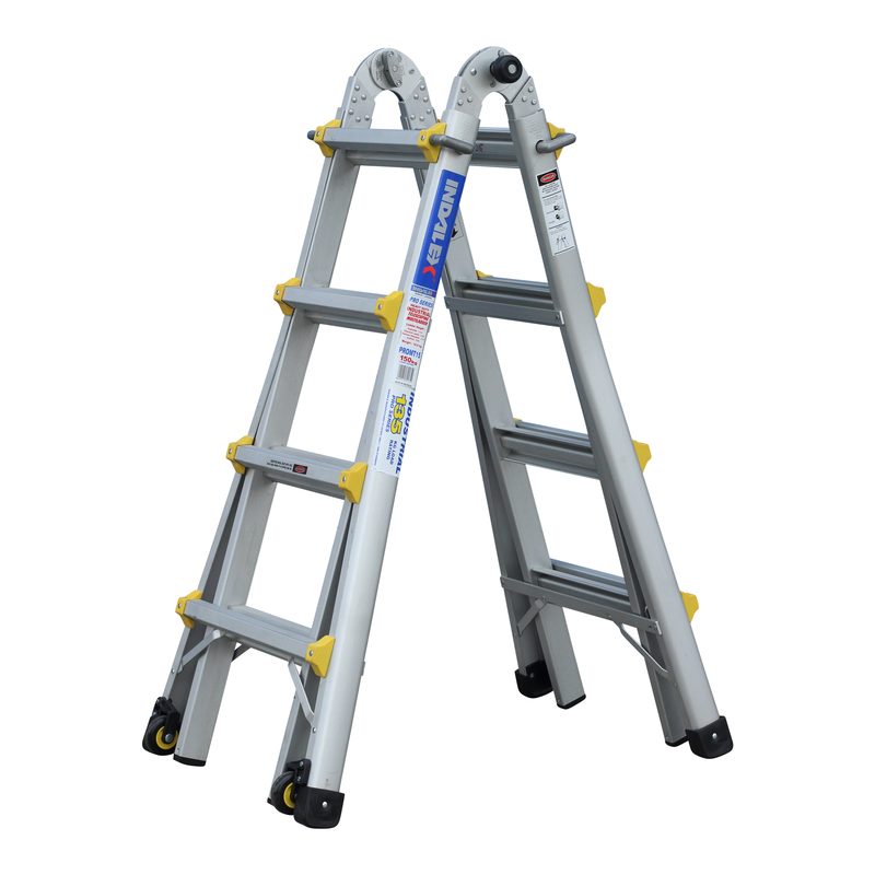 Indalex PROMT15 1.3M-4.2M  Industrial Aluminium 150KG Pro Series Telescopic Ladder, view 2, on white background