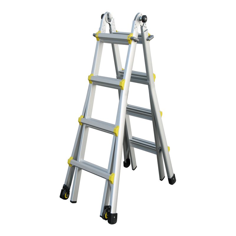Indalex PROMT15 1.3M-4.2M  Industrial Aluminium 150KG Pro Series Telescopic Ladder, a postition, on white background