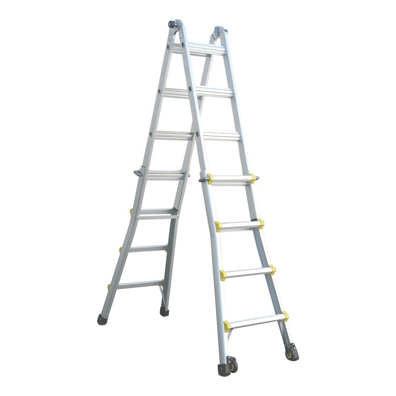 Indalex PROMT15 1.3M-4.2M  Industrial Aluminium 150KG Pro Series Telescopic Ladder, extended, on white background