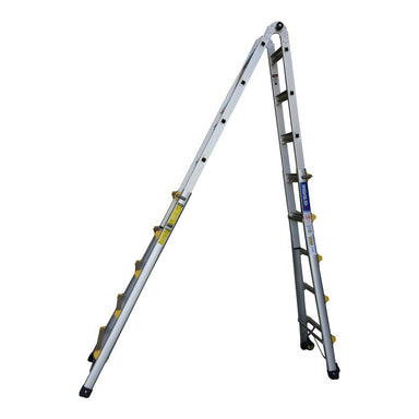 Indalex PROMT19 1.6M-5.4M  Industrial Aluminium 135KG Pro Series Telescopic Ladder, stairway, on white background