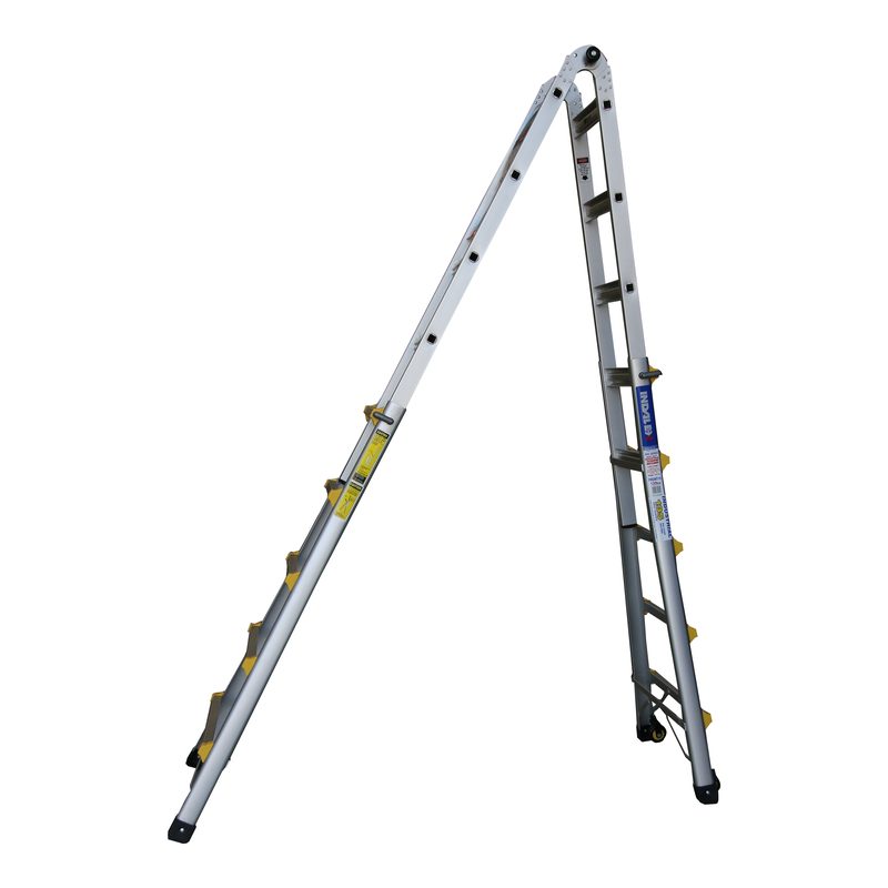 Indalex PROMT19 1.6M-5.4M  Industrial Aluminium 135KG Pro Series Telescopic Ladder, stairway, on white background