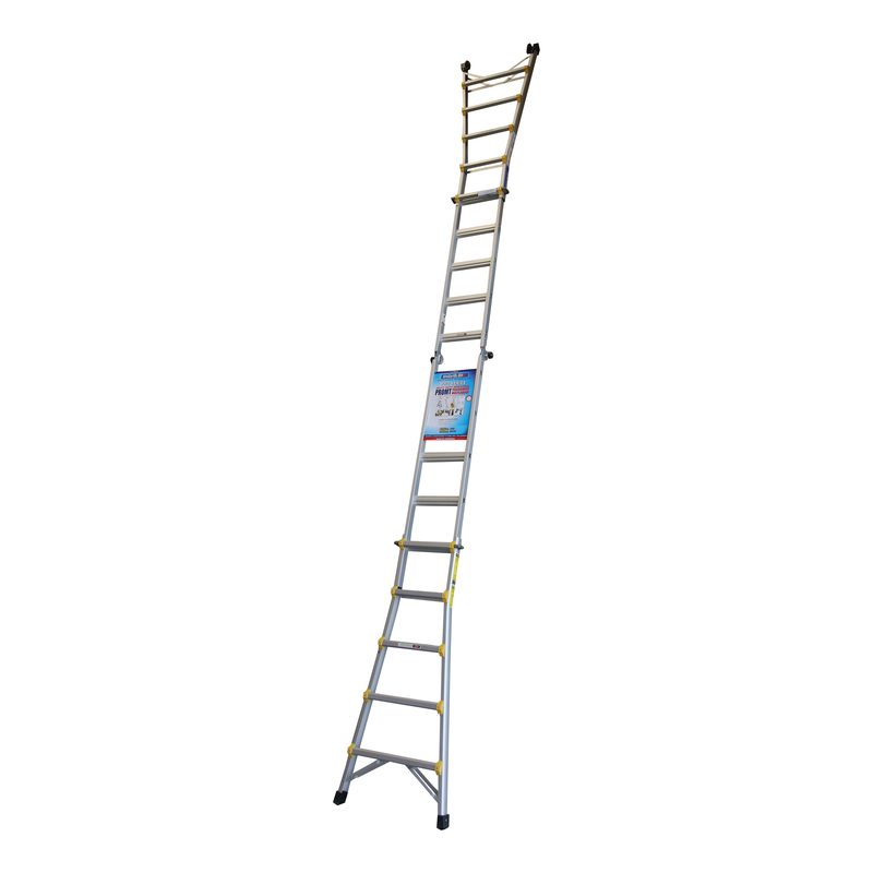Indalex PROMT19 1.6M-5.4M  Industrial Aluminium 135KG Pro Series Telescopic Ladder, straight, on white background