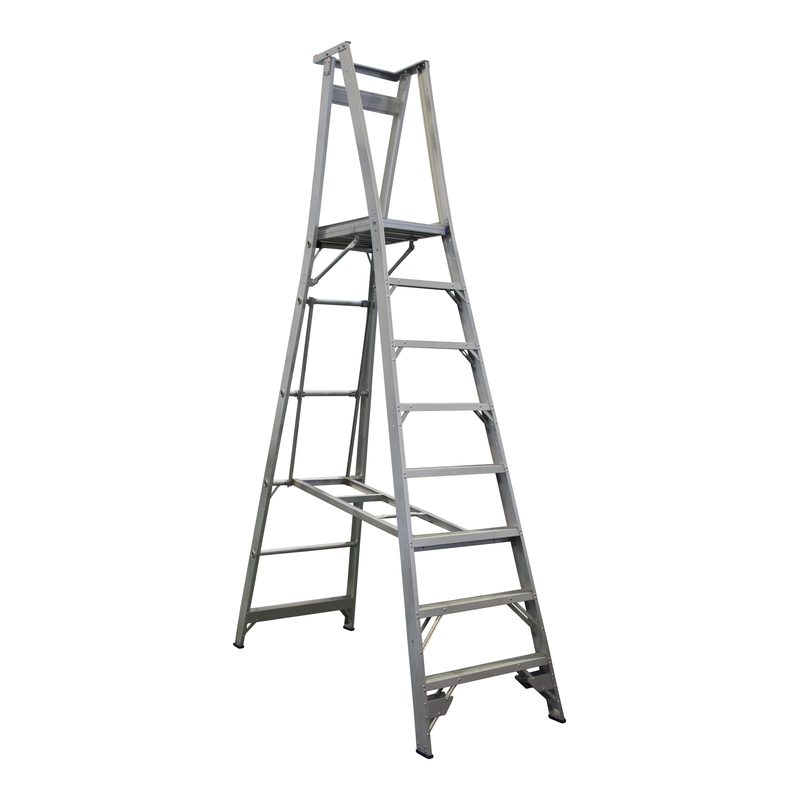 Indalex Pro Series Platform Ladder 8 Steps 2.4m Aluminium 180kg Industrial PROP11/8
