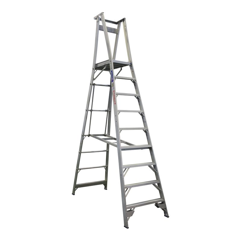 Indalex Pro Series Platform Ladder 9 Steps 2.7m Aluminium 150kg Industrial PROP12/9