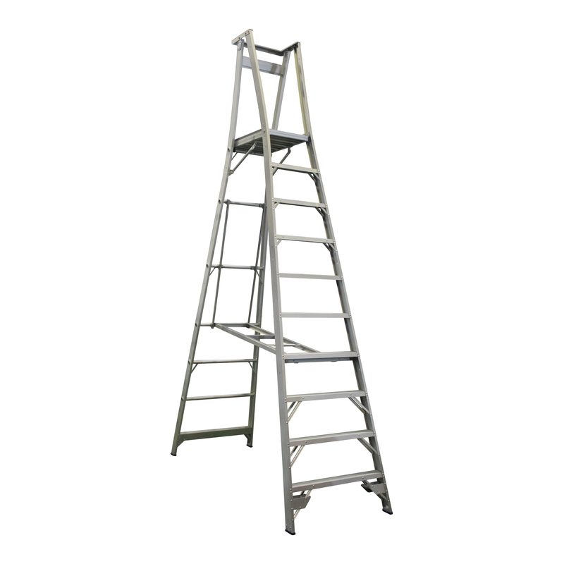 Indalex Pro Series Platform Ladder 10 Steps 3m Aluminium 150kg Industrial PROP13/10