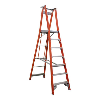 Indalex Pro Series Fibreglass Platform Ladder 7 Steps 2.1m 180kg Industrial PROPF10/7