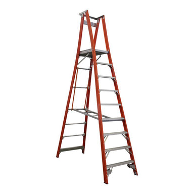 Indalex Pro Series Fibreglass Platform Ladder 9 Steps 2.7m 180kg Industrial PROPF12/9