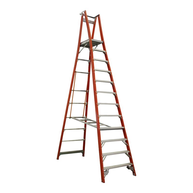Indalex Pro Series Fibreglass Platform Ladder 12 Steps 3.6m 150kg Industrial PROPF15/12