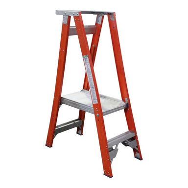 Indalex Pro Series Fibreglass Platform Ladder 2 Steps 0.6m 180kg Industrial PROPF5/2