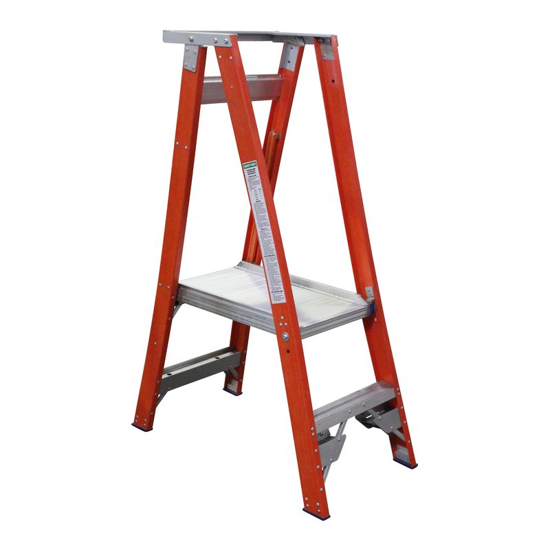 Indalex Pro Series Fibreglass Platform Ladder 2 Steps 0.6m 180kg Industrial PROPF5/2