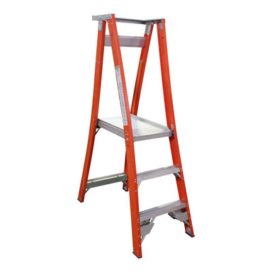 Indalex Pro Series Fibreglass Platform Ladder 3 Steps 0.9m 180kg Industrial PROPF6/3