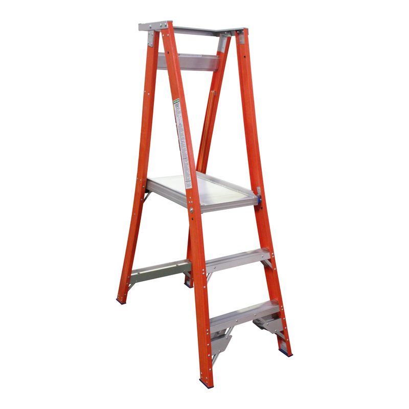 Indalex Pro Series Fibreglass Platform Ladder 3 Steps 0.9m 180kg Industrial PROPF6/3