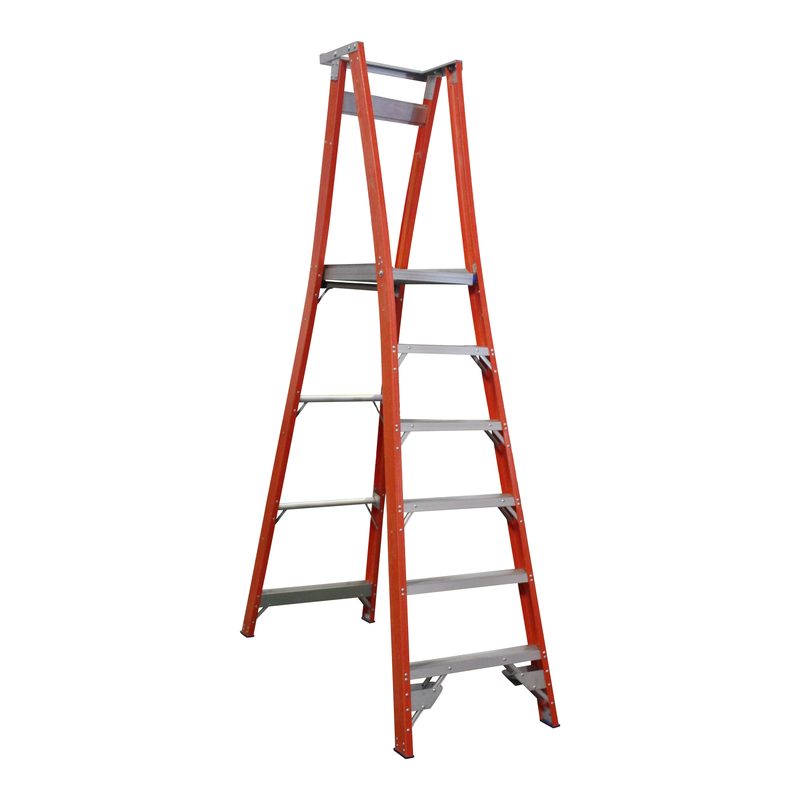 Indalex Pro Series Fibreglass Platform Ladder 6 Steps 1.8m 180kg Industrial PROPF9/6