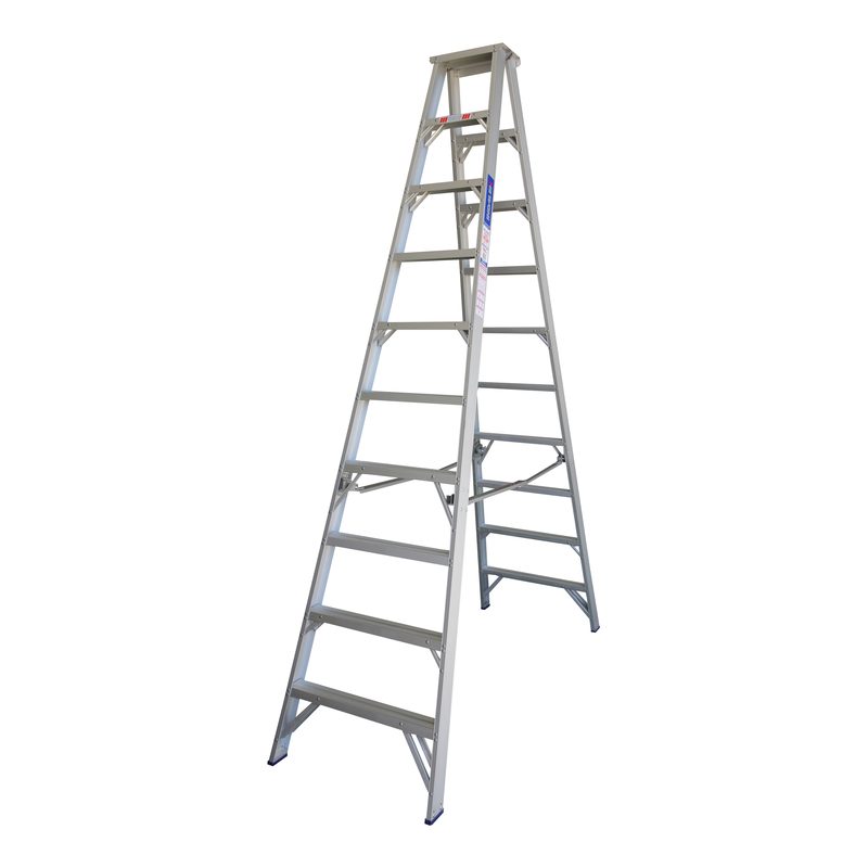 Indalex PROS10D 3.0M  Industrial Aluminium 180KG Pro Series Double Sided Step Ladder, view 1, on white background