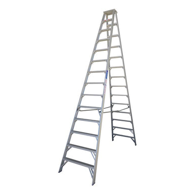 Indalex PROS14D 4.3M  Industrial Aluminium 150KG Pro Series Double Sided Step Ladder, view 1, on white background