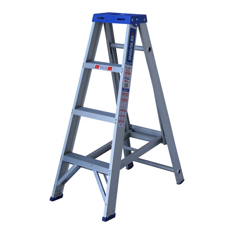 Indalex PROS4 1.2M  Industrial Aluminium 180KG Pro Series Single Sided Step Ladder, view 2, on white background