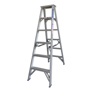 Indalex PROS6D 1.8M  Industrial Aluminium 180KG Pro Series Double Sided Step Ladder, view 1, on white background