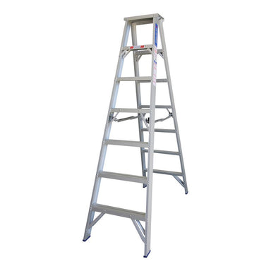 Indalex PROS7D 2.1M  Industrial Aluminium 180KG Pro Series Double Sided Step Ladder, view 1, on white background