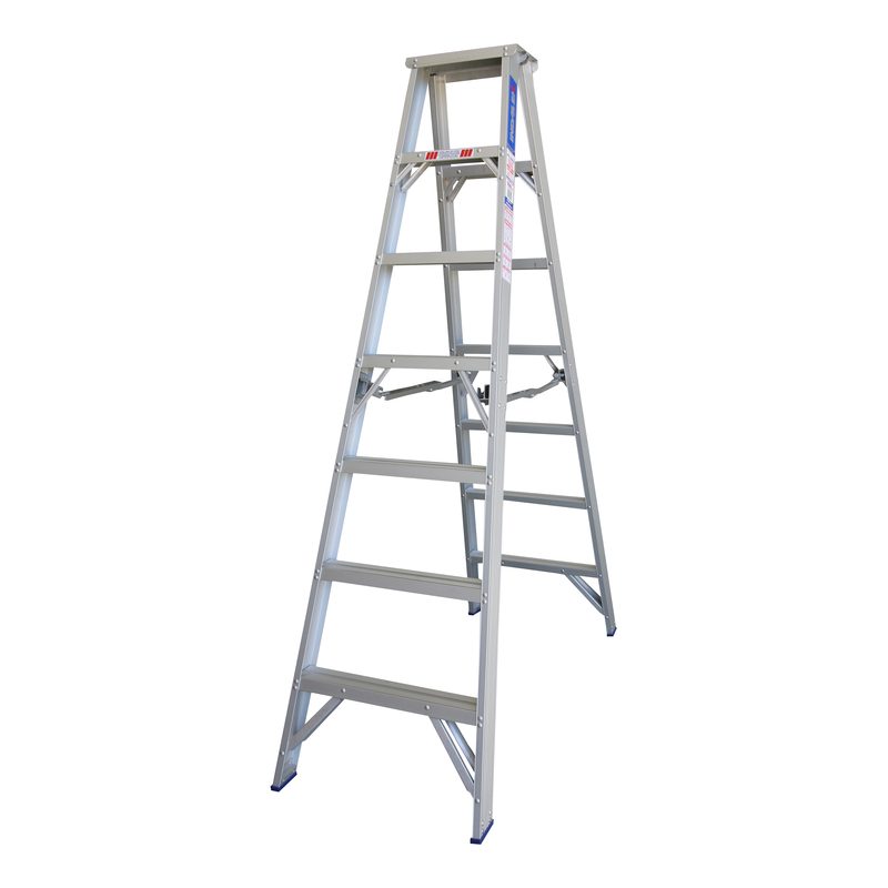 Indalex PROS7D 2.1M  Industrial Aluminium 180KG Pro Series Double Sided Step Ladder, view 1, on white background