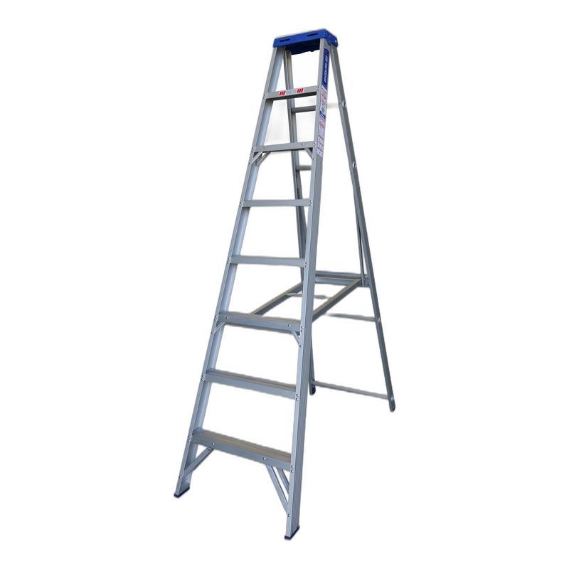 Indalex Pro Series A-Frame Single Sided Step Ladder 8 Steps 2.4m Aluminium 180kg Industrial PROS8