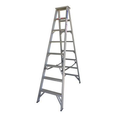 Indalex PROS8D 2.4M  Industrial Aluminium 180KG Pro Series Double Sided Step Ladder, view 1, on white background
