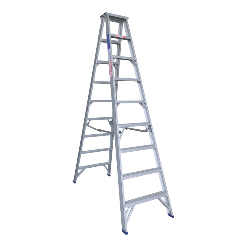 Indalex PROS9D 2.7M  Industrial Aluminium 180KG Pro Series Double Sided Step Ladder, view 1, on white background